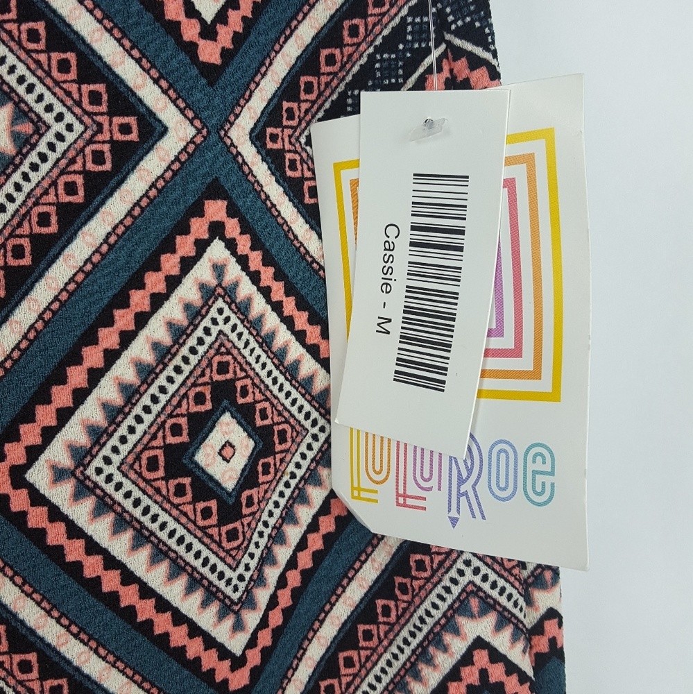 LuLaRoe Cassie Size M / Teal, Pink, White Diamond